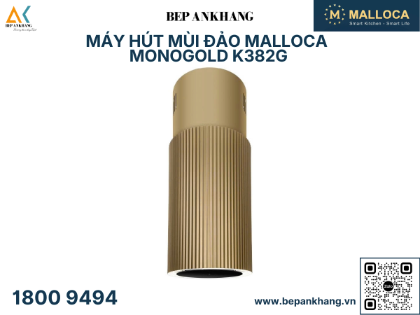 Máy hút mùi đảo Malloca Monogold K382G - Mới nhất 2026